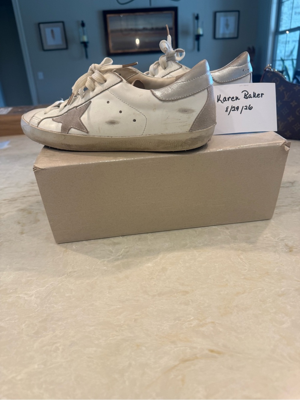 Golden Goose Super Star White Sneakers with Gray Star